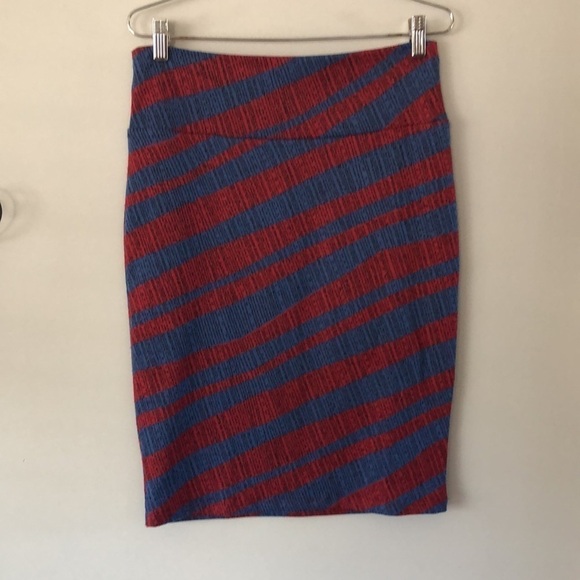 LULAROE Cassie Pencil Skirt Medium Stretchy Office Business Casual Patriotic - Picture 3 of 8
